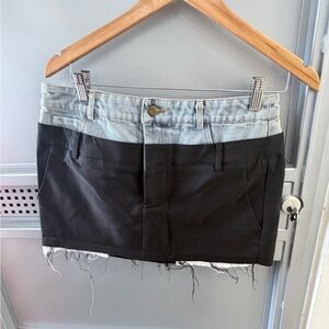 Two-Tone Denim and Black Skirt